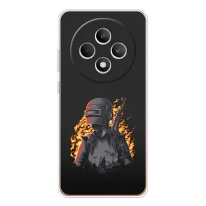 Силиконовый чехол с картинкой "Герой Pubg" на OPPO Reno12 FS (В огне)