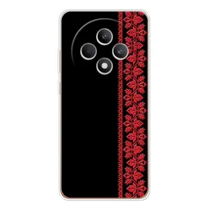 Силиконовый Чехол на OPPO Reno12 FS с картинкой Вышиванки (Вышиванка на черном)