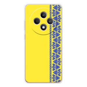 Силиконовый Чехол на OPPO Reno12 FS (Вышиванка на желтом)