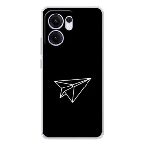 Чехол с картинками на черном фоне для OPPO Reno13 F (Самолетик)
