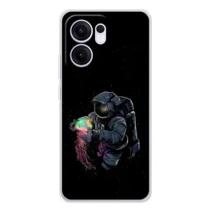 Силіконовый Чохол з принтом "Космонавти" на OPPO Reno13 F (В руках земля)