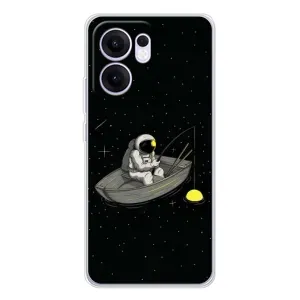 Силиконовый Чехол с принтом "Космонавты" на OPPO Reno13 FS 5G (Космонавт на рыбалке)