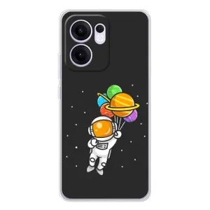 Силиконовый Чехол с принтом "Космонавты" на OPPO Reno13 FS 5G (Космонавт с шариками)