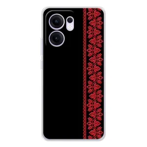 Силиконовый Чехол на OPPO Reno13 FS 5G (Красная Вышиванка)