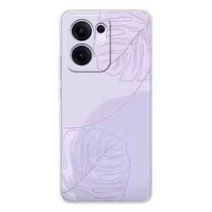 Чехол цветочный дизайн для OPPO Reno13 FS 5G (Монстера фиолетовая)