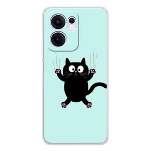 Силиконовый чехол с котиком для OPPO Reno13 FS 5G (Падающий кот)
