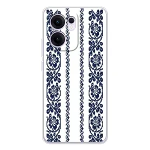 Силиконовый Чехол на OPPO Reno13 FS 5G с картинкой Вышиванки (Синяя вышиванка)