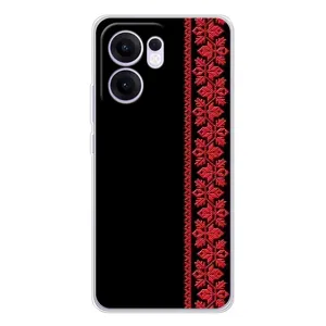 Силиконовый Чехол на OPPO Reno13 FS 5G с картинкой Вышиванки (Вышиванка на черном)