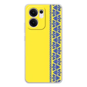 Силиконовый Чехол на OPPO Reno13 FS 5G (Вышиванка на желтом)
