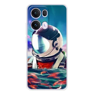 Силіконовый Чохол з принтом "Космонавти" на OPPO Reno13 Pro (Космонавт у воді)