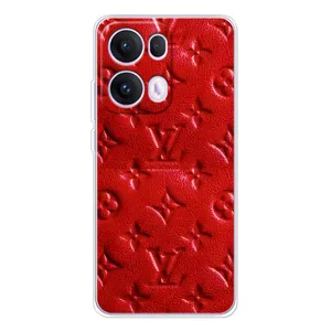 Текстурный Чехол Louis Vuitton для Оппо Рено 13 Про (Красный ЛВ)