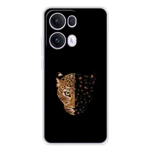 Чехол с леопардовым принтом на OPPO Reno13 Pro (Леопард на черном)