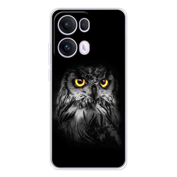 Чехол с рисунком «Сова на чёрном» для OPPO Reno13 Pro Чехол с рисунком «Сова на чёрном» для OPPO Reno13 Pro