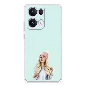 Силиконовый Чехол на OPPO Reno13 Pro с картинкой Стильных Девушек (В шапке)