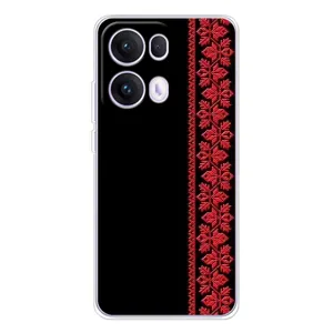 Силиконовый Чехол на OPPO Reno13 Pro с картинкой Вышиванки (Вышиванка на черном)
