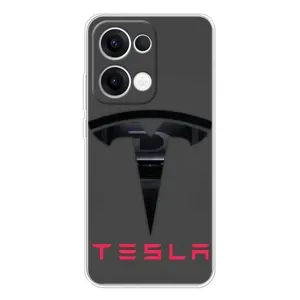 Силіконовий бампер з картинкою машини на OPPO Reno13 (Logo TESLA)