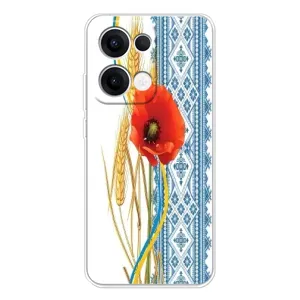 Силиконовый Чехол на OPPO Reno13 с картинкой Вышиванки (Вышиванка с цветком)