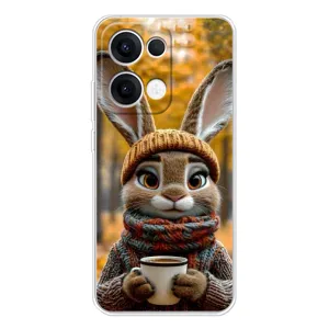 Друкований чохол 'Звірята з кавою' для OPPO Reno13 (Зайчик з кавою)