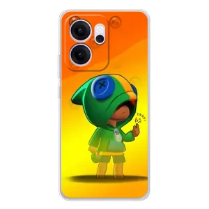 Чехол Бравл Старс для OPPO Reno14 F (LEON в кофте)