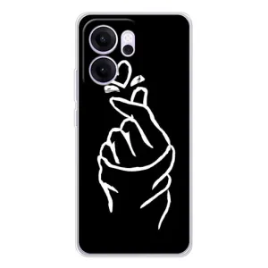 Чехлы (Знак сердечка) на OPPO Reno14 F (Сердце на черном)