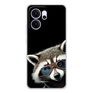 Силиконовый Чехол с Енотами на OPPO Reno14 F (Стильный Енот)