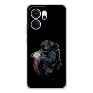 Силіконовый Чохол з принтом "Космонавти" на OPPO Reno14 F (В руках земля)