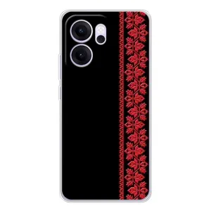 Силиконовый Чехол на OPPO Reno14 F с картинкой Вышиванки (Вышиванка на черном)