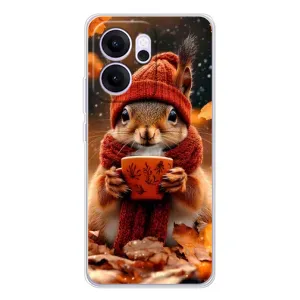 Печатный чехол «Зверята с кофе» для OPPO Reno14 FS (Белка с кофе)