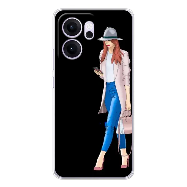 Чехол с рисунком «Девушка со смартфоном» для OPPO Reno14 FS Чехол с рисунком «Девушка со смартфоном» для OPPO Reno14 FS
