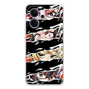 Силиконовые чехлы с глазами Anime для ОППО Рено14 ФС (Глаза на чорном)