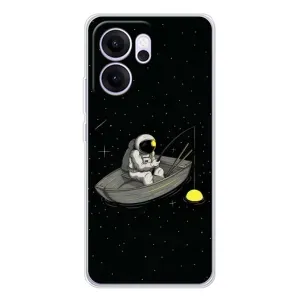 Силіконовый Чохол з принтом "Космонавти" на OPPO Reno 14 FS (Космонавт на рибалці)
