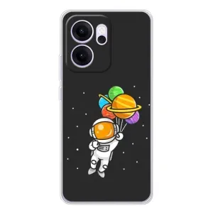 Силіконовый Чохол з принтом "Космонавти" на OPPO Reno 14 FS (Космонавт з кульками)