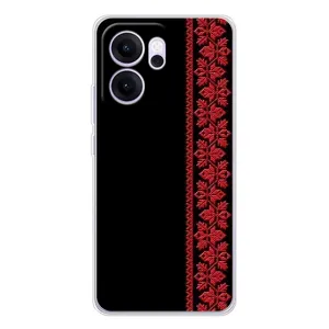 Силиконовый Чехол на OPPO Reno 14 FS (Красная Вышиванка)