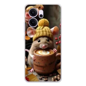 Печатный чехол «Зверята с кофе» для OPPO Reno14 FS (Мышка с кофе)