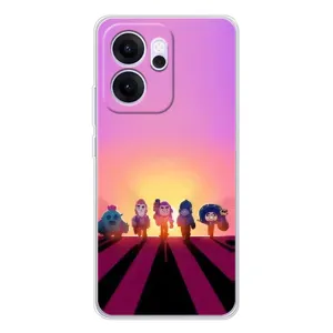 Силиконовый Чехол на OPPO Reno 14 FS с картинкой Brawl Stars (Персонажи в закате)