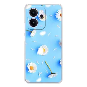 Чехол с Цветами для OPPO Reno 14 FS (ромашки на голубом)