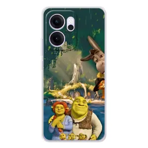 Печатный чехол с принтом Шрек для OPPO Reno 14 FS (Шрек и Фиона)