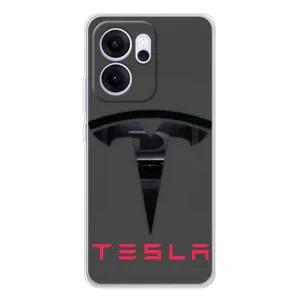 Силіконовий бампер з картинкою машини на OPPO Reno 14 FS (Logo TESLA)