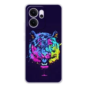 Силиконовый бампер с картинкой животных для OPPO Reno 14 FS (Тигр-Арт)