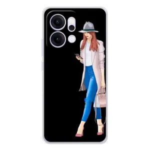 Чехол с картинкой Модные Девчонки OPPO Reno14 Pro (Девушка со смартфоном)