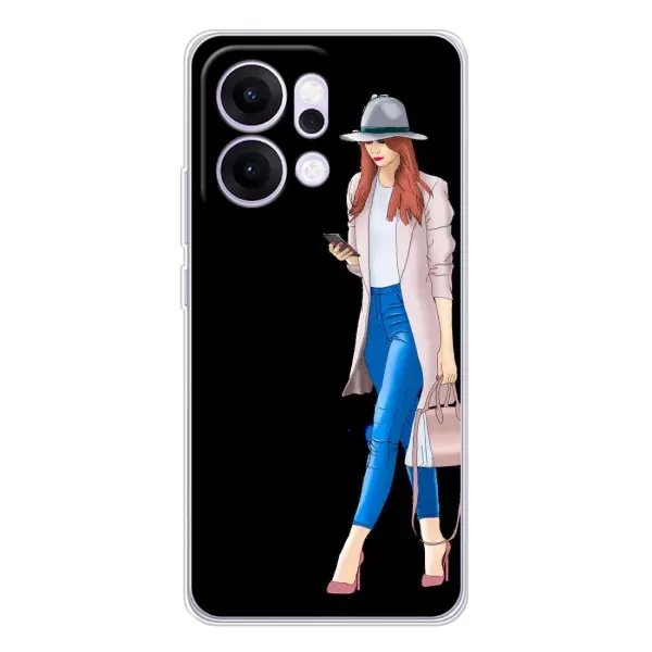 Чехол с рисунком «Девушка со смартфоном» для OPPO Reno14 Pro Чехол с рисунком «Девушка со смартфоном» для OPPO Reno14 Pro