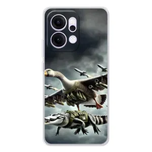 Чехол с мемами тралалело тралала для OPPO Reno14 Pro (Гусини и крокодило)