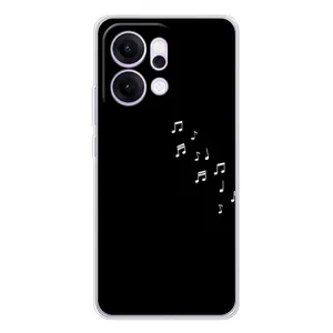 Чехол с картинками на черном фоне для OPPO Reno14 Pro (Ноты)