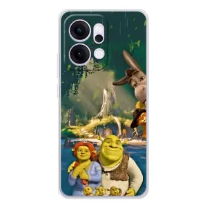 Печатный чехол с принтом Шрек для OPPO Reno14 Pro (Шрек и Фиона)