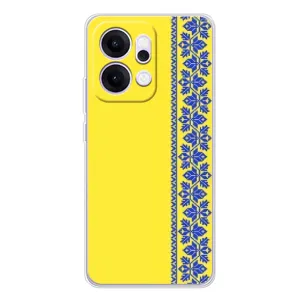 Силиконовый Чехол на OPPO Reno14 Pro (Вышиванка на желтом)