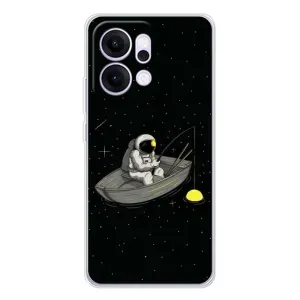 Силиконовый Чехол с принтом "Космонавты" на OPPO Reno14 (Космонавт на рыбалке)