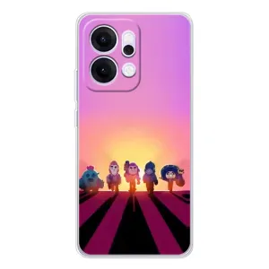 Силиконовый Чехол на OPPO Reno14 с картинкой Brawl Stars (Персонажи в закате)