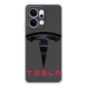 Силіконовий бампер з картинкою машини на OPPO Reno14 (Logo TESLA)