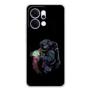 Силиконовый Чехол с принтом "Космонавты" на OPPO Reno14 (В руках земля)
