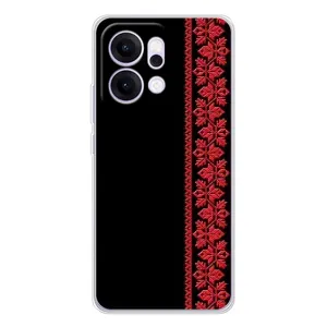 Силиконовый Чехол на OPPO Reno14 с картинкой Вышиванки (Вышиванка на черном)